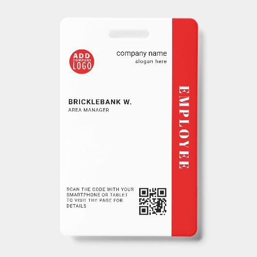 Badge Code QR personnalisé d'identification d'entreprise (Avant)