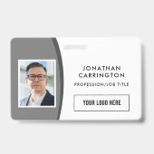 Badge Code QR personnalisé Logo photo Gris Code employé  (Avant)