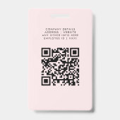 Badge Code QR personnalisé noir et rose Logo de l'entrep (Arrière)
