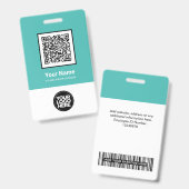 Badge Code QR personnalisé pour employés avec code barre (Avant & arrière)