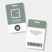Badge Code QR personnalisé pour employés avec code-barre (Avant & arrière)