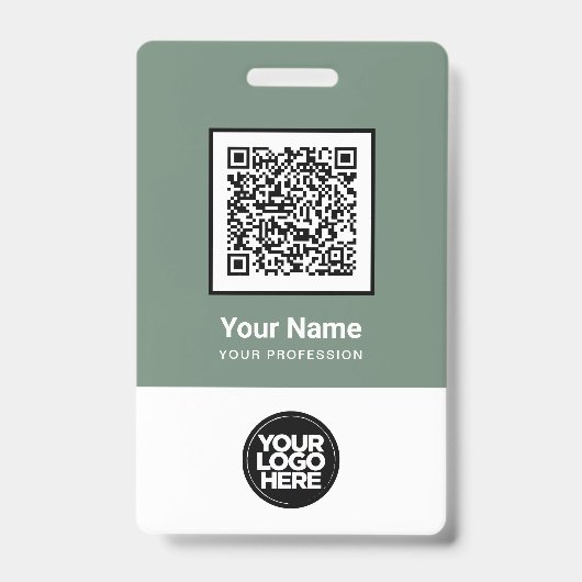 Badge Code QR personnalisé pour employés avec code-barre (Avant)