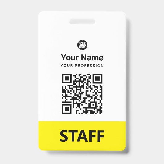 Badge Code QR personnalisé pour employés, Code-barres, L (Avant)