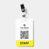 Badge Code QR personnalisé pour employés, Code-barres, L (Avant avec clip)