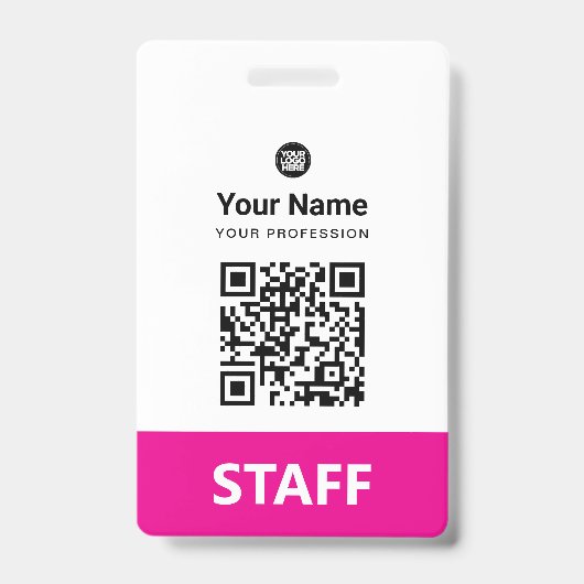 Badge Code QR personnalisé pour employés, Code-barres, L (Avant)