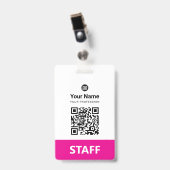 Badge Code QR personnalisé pour employés, Code-barres, L (Avant avec clip)
