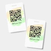 Badge code QR personnalisé simple ajouter votre nom text (Avant & arrière)