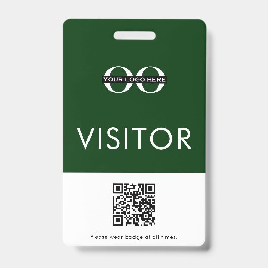 Badge Code QR personnalisé Vert Visiteur (Avant)