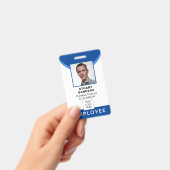 Badge Code QR photo bleu de carte d'identité employé (Manuel / portable)