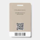 Badge Code QR photo de cercle d'employé Beige (Arrière)