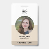 Badge Code QR photo de cercle d'employé Beige (Avant)
