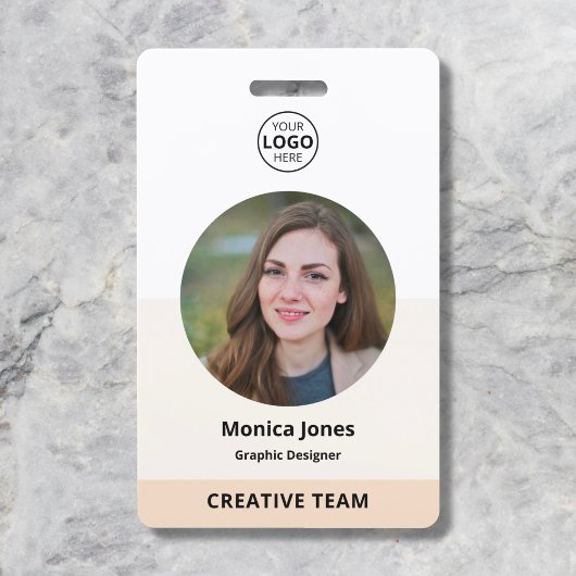 Badge Code QR photo de cercle d'employé Beige