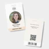 Badge Code QR photo de cercle d'employé Beige (Avant & arrière)