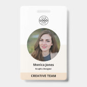 Badge Code QR photo de cercle d'employé Beige (Avant)