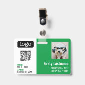 Badge Code QR, Photo de l'employé, Logo, Nom, ID d'expir (Avant avec clip)