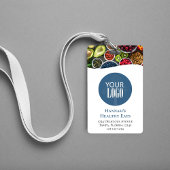 Badge Code QR Photo de Logo d'Entreprise Simple Bleu
