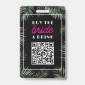 Badge Code QR pour acheter une boisson à la mariée à Mia (Arrière)