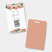Badge Code QR pour offrir un verre à la mariée SAVANNAH (Avant & arrière)