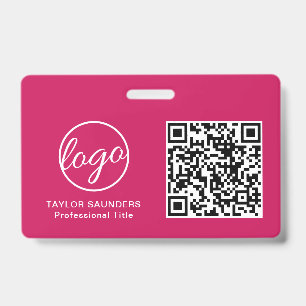 Badge Code QR rose simple - ID employé