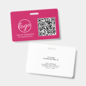 Badge Code QR rose simple - ID employé (Avant & arrière)