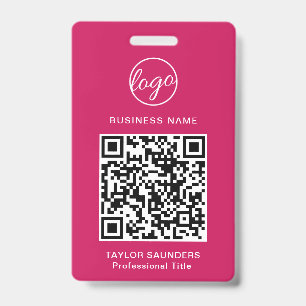 Badge Code QR rose simple - ID employé