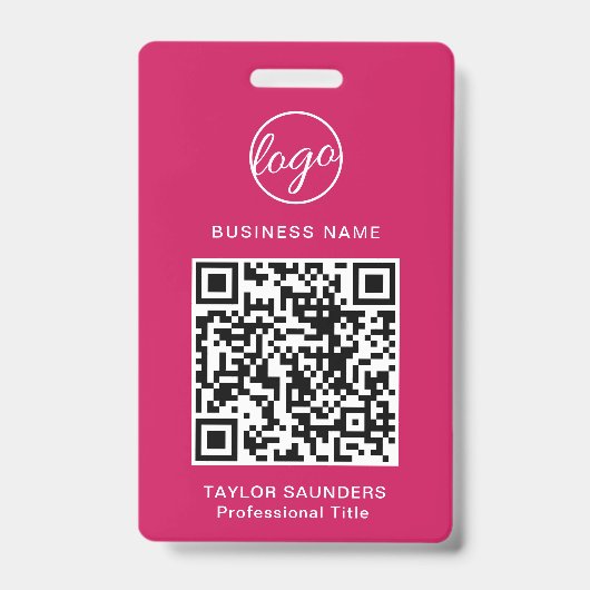 Badge Code QR rose simple - ID employé (Avant)