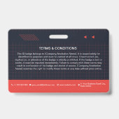 Badge Code QR rouge - Insigne d'identification photo | E (Dos)