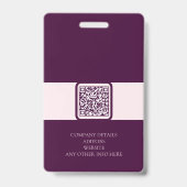 Badge Code QR Royal Crimson Nom de l'employé Photo (Arrière)
