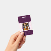 Badge Code QR Royal Crimson Photo Nom de l'employé (Manuel / portable)