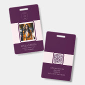 Badge Code QR Royal Crimson Photo Nom de l'employé (Avant & arrière)