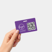 Badge Code QR simple et violet ID employé (Manuel / portable)