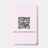 Badge Code QR simple logo d'entreprise rose Photo de l'e (Arrière)