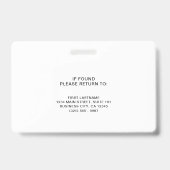 Badge Code QR simple noir et blanc Code employé (Arrière)