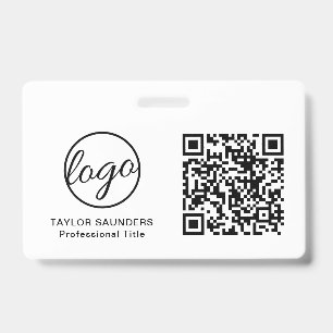 Badge Code QR simple noir et blanc Code employé