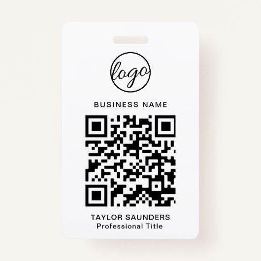 Badge Code QR simple noir et blanc Code employé (Devant)