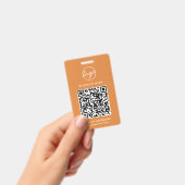 Badge Code QR simple orange Code employé (Manuel / portable)