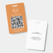 Badge Code QR simple orange Code employé (Avant & arrière)