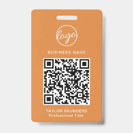 Badge Code QR simple orange Code employé (Avant)