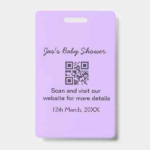 Badge Code QR simple pour baby shower avec nom personnal