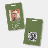 Badge Code QR Smart Contact ・ Olive Green Business ID (Avant & arrière)