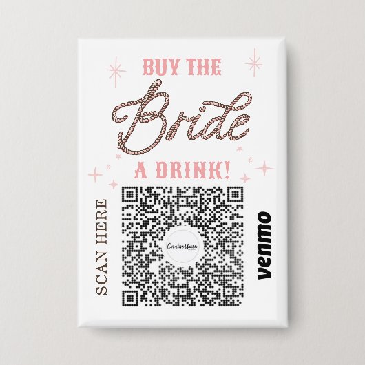 Badge Code QR Venmo pour l'enterrement de vie de jeune f (Recto)
