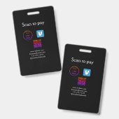 Badge Code QR venmo scan pour payer ajouter logo médias (Avant & arrière)