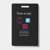 Badge Code QR venmo scan pour payer ajouter logo médias (Arrière)