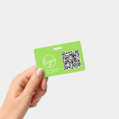 Badge Code QR vert citron simple d'identification des em (Manuel / portable)