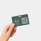 Badge Code QR vert de forêt simple ID employé (Manuel / portable)