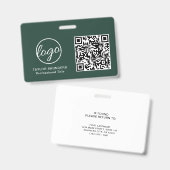 Badge Code QR vert de forêt simple ID employé (Avant & arrière)