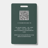 Badge Code QR vert moderne photo abstraite minimale (Arrière)