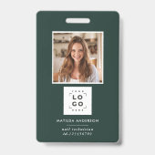 Badge Code QR vert moderne photo abstraite minimale (Avant)