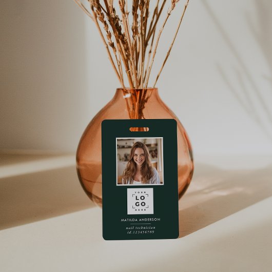 Badge Code QR vert moderne photo abstraite minimale