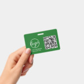 Badge Code QR vert simple ID employé (Manuel / portable)